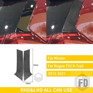 日産 エクストレイルローグ T32 2013-2021 アクセサリーカーボンインテリアリアガラスサイドウィンドウトリムステッカー装飾 - Black