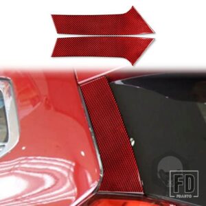 日産 エクストレイルローグ T32 2013-2021 アクセサリーカーボンインテリアリアガラスサイドウィンドウトリムステッカー装飾 - Red