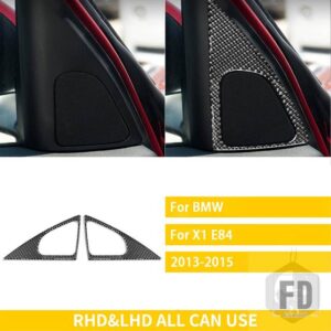 BMW X1 E84 2013 2014 2015 アクセサリーカーボン車内ドアコーナースピーカートリムステッカー装飾スタイリング - Black Carbon