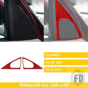 BMW X1 E84 2013 2014 2015 アクセサリーカーボン車内ドアコーナースピーカートリムステッカー装飾スタイリング - Red Carbon
