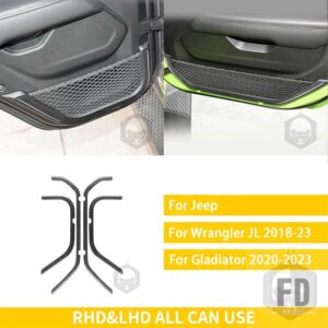 ジープ グラディエーター 2020-23 アクセサリーカーボン車室内ドア装飾ストリップパネルトリムステッカー装飾 - SET black