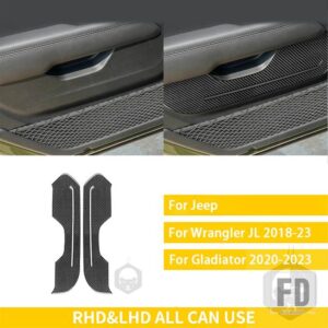 ジープ グラディエーター 2020-23 アクセサリーカーボンインテリアドアパネルトリムステッカー装飾装飾 - front door black
