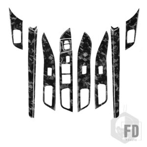 三菱 ランサー EVO X MR 2008-2015 カーアクセサリーカーボンインテリアドア板窓昇降トリムステッカーセット - Forged Carbon LHD
