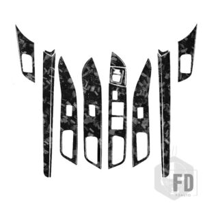 三菱 ランサー EVO X MR 2008-2015 カーアクセサリーカーボンインテリアドア板窓昇降トリムステッカーセット - Forged Carbon RHD