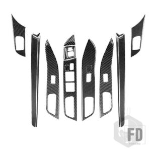 三菱 ランサー EVO X MR 2008-2015 カーアクセサリーカーボンインテリアドア板窓昇降トリムステッカーセット - Black Carbon LHD