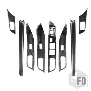 三菱 ランサー EVO X MR 2008-2015 カーアクセサリーカーボンインテリアドア板窓昇降トリムステッカーセット - Black Carbon RHD