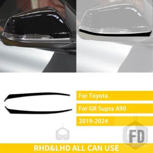トヨタ GT スープラ A90 MK5 2019-2024 アクセサリーカーボン車外装バックミラーストリップトリムステッカー - Black plastic