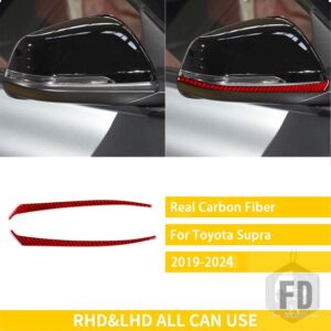 トヨタ GT スープラ A90 MK5 2019-2024 アクセサリーカーボン車外装バックミラーストリップトリムステッカー - Red Carbon
