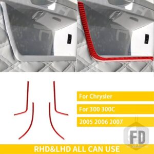 クライスラー 300 300C 2005 2006 2007 カーアクセサリーインテリアカーボンドア収納ボックスハンドルトリムステッカー - Red