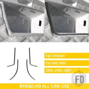 クライスラー 300 300C 2005 2006 2007 カーアクセサリーインテリアカーボンドア収納ボックスハンドルトリムステッカー - Black