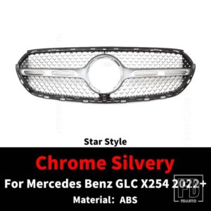 メルセデスベンツ スポーツ GT ダイヤモンドスタイルフロントインレットグリルバンパーグリル NEW GLC X254 2022 2023 2024 + - DM Silvery