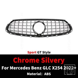 メルセデスベンツ スポーツ GT ダイヤモンドスタイルフロントインレットグリルバンパーグリル NEW GLC X254 2022 2023 2024 + - Sport GT Silvery