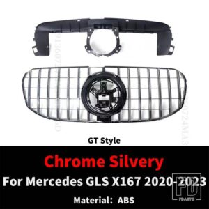 メルセデスベンツ GT スタイルフードメッシュフロントグリルバンパーグリルアクセサリー GLS X167 2020-2023 400 450 580 GLS400 GLS450 チュー - GT Silvery