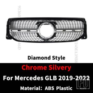 メルセデスベンツ スポーツフロントバンパーグリル GLB X247 W247 2019-22 AMG ライン GT ダイヤモンドインレットグリルメッシュトリムチューニ - Diamond Silvery