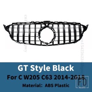 メルセデスベンツ フロントフードグリルレーシングバンパーグリル Cクラス W205 リアル C63 AMG 2014-2021 - 2014-2018 GT Black
