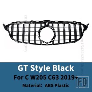 メルセデスベンツ フロントフードグリルレーシングバンパーグリル Cクラス W205 リアル C63 AMG 2014-2021 - 2019- GT Black