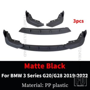 BMW アクセサリーフロントバンパーリップあごガードフェイスリフト 3 G20 G21 G28 2019-2022 M スポーツ 330I 340I 320I 320D 340D ツーリング - Matte Black