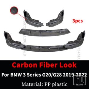 BMW アクセサリーフロントバンパーリップあごガードフェイスリフト 3 G20 G21 G28 2019-2022 M スポーツ 330I 340I 320I 320D 340D ツーリング - Carbon Fiber Look