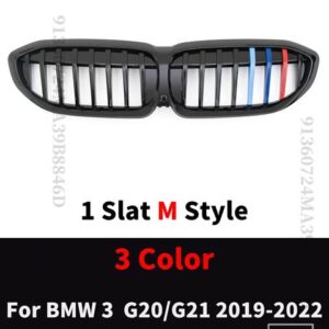 BMW フロントラジエーターグリッドグリルキドニーグリルチューニングメッシュ 3 G20 G21 2019-22 318I 320I 320D 330I 340I 340D M スポーツ - 1 Slat M Color