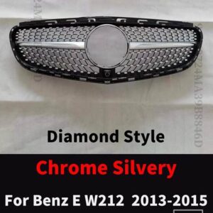 メルセデスベンツ フロントバンパーグリルレーシングフードグリルグリッドチューニングミドルメッシュ E W212 2009-2015 E260 E300 E350 E200 - 13-15 Diamond Silver