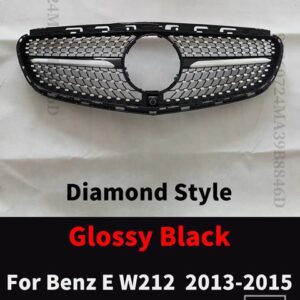 メルセデスベンツ フロントバンパーグリルレーシングフードグリルグリッドチューニングミドルメッシュ E W212 2009-2015 E260 E300 E350 E200 - 13-15 Diamond Black
