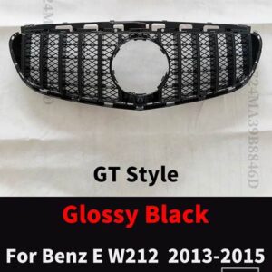 メルセデスベンツ フロントバンパーグリルレーシングフードグリルグリッドチューニングミドルメッシュ E W212 2009-2015 E260 E300 E350 E200 - 13-15 GT Black
