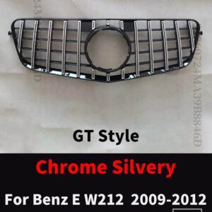 メルセデスベンツ フロントバンパーグリルレーシングフードグリルグリッドチューニングミドルメッシュ E W212 2009-2015 E260 E300 E350 E200 - 09-12 GT Silvery