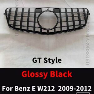 メルセデスベンツ フロントバンパーグリルレーシングフードグリルグリッドチューニングミドルメッシュ E W212 2009-2015 E260 E300 E350 E200 - 09-12 GT Black
