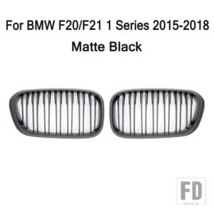 BMW F20 F21 1シリーズ 2015-18 ペアグロスマットブラックワイドフロントキドニーグリルグリル車 STYING レーシンググリル - Matte Black