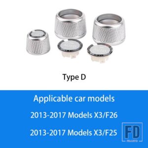 BMW クリスタルカーエアコンノブボリュームオーディオコントロールボタンリングカバー 1-7シリーズ F30 F10 X3 X4 X5 X6 X7 Z4 F32 F20 - Type D