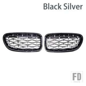 BMW 5シリーズ F10 F11 F18 520 523 525 530I M5 フロントキドニーバンパーグリルグリルダイヤモンドスタイルレーシンググリル 10-17 - Black and Silver