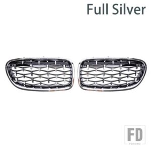BMW 5シリーズ F10 F11 F18 520 523 525 530I M5 フロントキドニーバンパーグリルグリルダイヤモンドスタイルレーシンググリル 10-17 - All Silver
