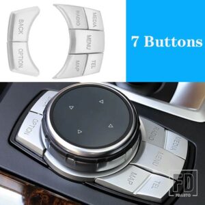 BMW マルチメディアボタンカバー IDRIVE ステッカー 1/2/3/5/7シリーズ X1 X3 X5 F20 F22 F30 F34 F10 F07 E90 E92 E70 E71 F25 E84 - For 7 PCS Button
