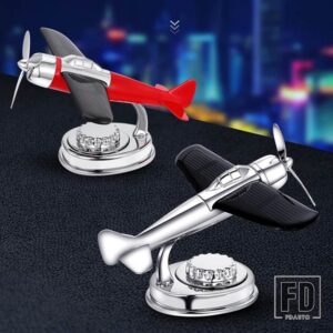 クリエイティブソーラー装飾アロマセラピー飛行機装飾ノンスリップマット合金太陽エネルギー回転航空機ダッシュボードスタイリング - Red