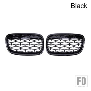BMW X5 X6 E70 E71 ダイヤモンドキドニーグリルレーシンググリルフロントグリルスタイルグリル 2008-2013 交換 2PC - Black