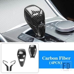 BMW ギアシフトノブ ABS トリムハンドルカバーステッカー 2 3/4シリーズ G20 G21 X3 G01 X4 G02 G29 G22 G23 G26 F40 F44 G42 20-22 - Carbon Fiber 4PCS