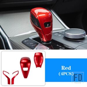 BMW ギアシフトノブ ABS トリムハンドルカバーステッカー 2 3/4シリーズ G20 G21 X3 G01 X4 G02 G29 G22 G23 G26 F40 F44 G42 20-22 - Red (4pcs)