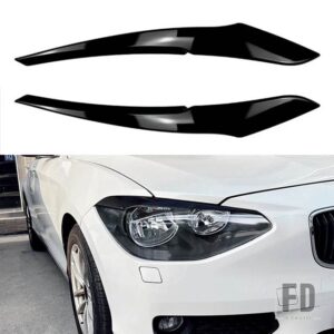 BMW グロスブラックヘッドライトアイブロウまぶたランプライトアイブロウカーボン F20 F21 1シリーズ 116I 118I 120I 125I 2011-2014 - Gloss black