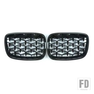 BMW 2シリーズ F45 220I 235I ペアクロームダイヤモンドキドニーグリルメテオスタイルフロントバンパー 2014-2018 カーアクセサリー - Gloss black