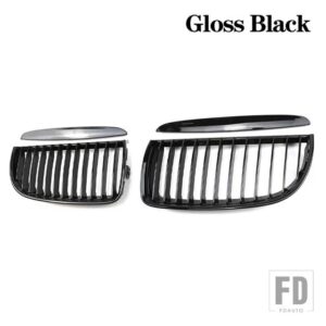 BMW 3シリーズ E90 E91 フロントバンパーキドニーグリルレーシンググリル 2005-2008 グロスブラック交換アクセサリー単線 - Gloss black