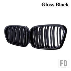 BMW E39 5シリーズ 525 528 99-03 カーボン 2個 フロントバンパーフードキドニーレーシンググリルデュアルスラットグリルアクセサリー - Gloss black