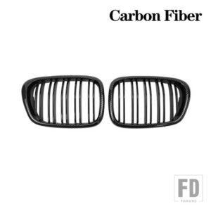 BMW E39 5シリーズ 525 528 99-03 カーボン 2個 フロントバンパーフードキドニーレーシンググリルデュアルスラットグリルアクセサリー - Carbon Fiber