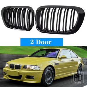 BMW 3シリーズ E46 1998-2001 2/4 ドアフロントキドニーグリル 318I 320I 325I 330I グロスブラックレーシンググリルアクセサリー - 2 Door Gloss Black
