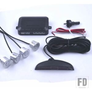 車パークトロニック LED パーキングセンサー 4 センサーリバースバックアップパーキングレーダーモニター検出システムバックライトディスプレイ - Silver