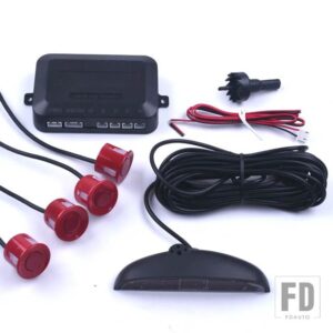 車パークトロニック LED パーキングセンサー 4 センサーリバースバックアップパーキングレーダーモニター検出システムバックライトディスプレイ - Red