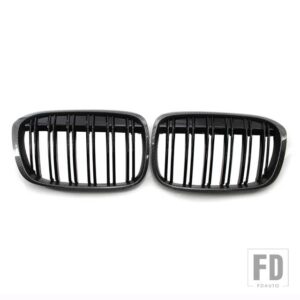 BMW グロスブラックフロントバンパーキドニーグリルグリル X1 F48 F49 2016-20 XDRIVE ダブルライン M スタイル - Carbon Fiber