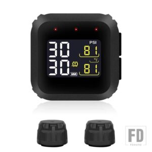 ワイヤレスタイヤエア圧システム M3X モト防水アウター内蔵 LCD ディスプレイオートバイ リアルタイム TPMS - Black