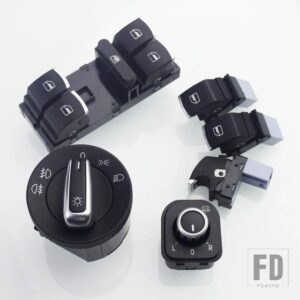 ヘッドライトスイッチ + クロームパワーサイドミラースイッチ VW ゴルフ 5 6 ジェッタ 5 6 パサート B6 トゥーラン ティグアン シロッコ AMARO - B