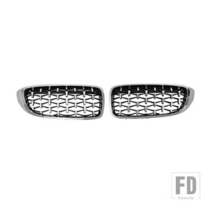 BMW M4 M3/4シリーズ ABS レーシンググリル F32 F33 F36 F80 F82 F83 フロントバンパーダイヤモンド形状スタイリング - Silver
