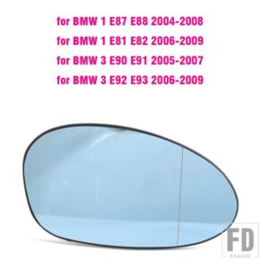 BMW E90 ミラー加熱サイドミラーガラスバックミラー E90 E91 E92 E93 M3 スタイル E80 E81 E87 - Right-Blue